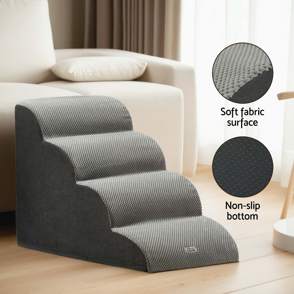 i.Pet Dog Ramp Steps Foam 4 Tier Pet Stairs For Bed Sofa Car Portable Indoor Pet Care > Dog Supplies > Dog Steps & Ramps Ipet