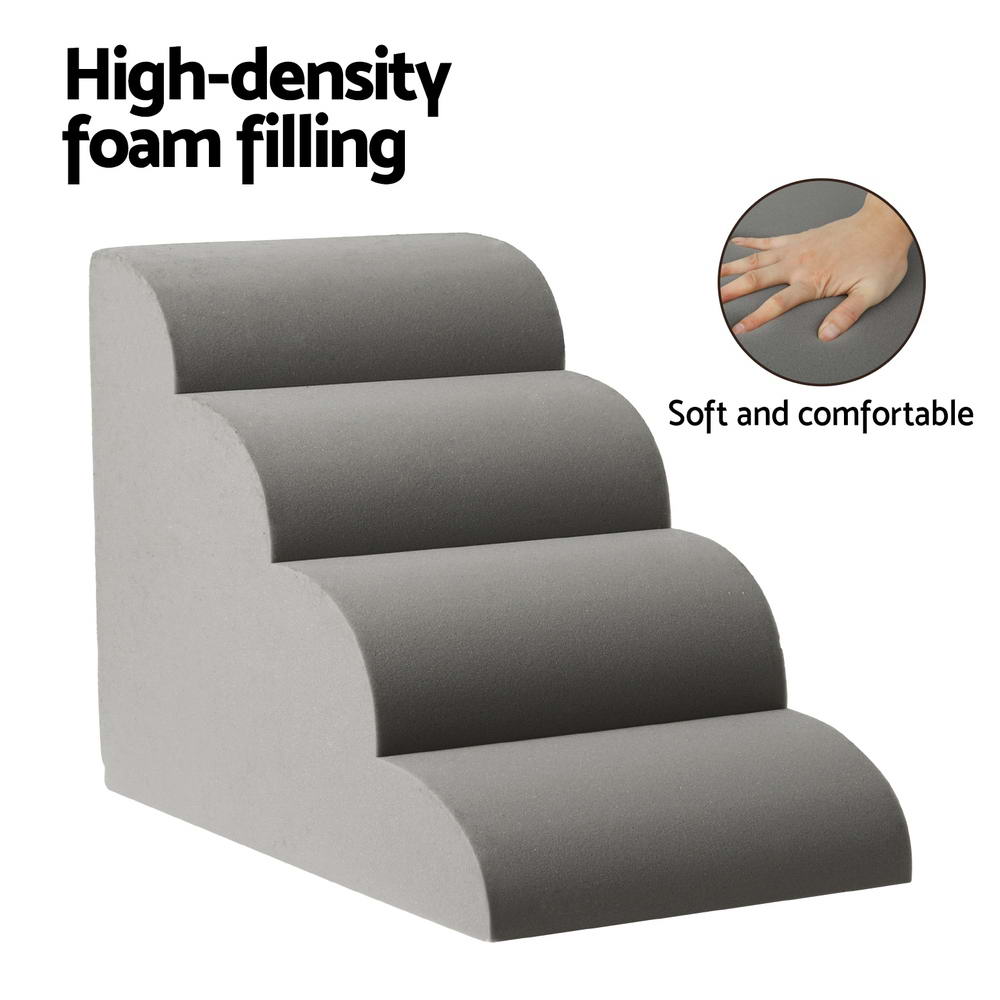 i.Pet Dog Ramp Steps Foam 4 Tier Pet Stairs For Bed Sofa Car Portable Indoor Pet Care > Dog Supplies > Dog Steps & Ramps Ipet