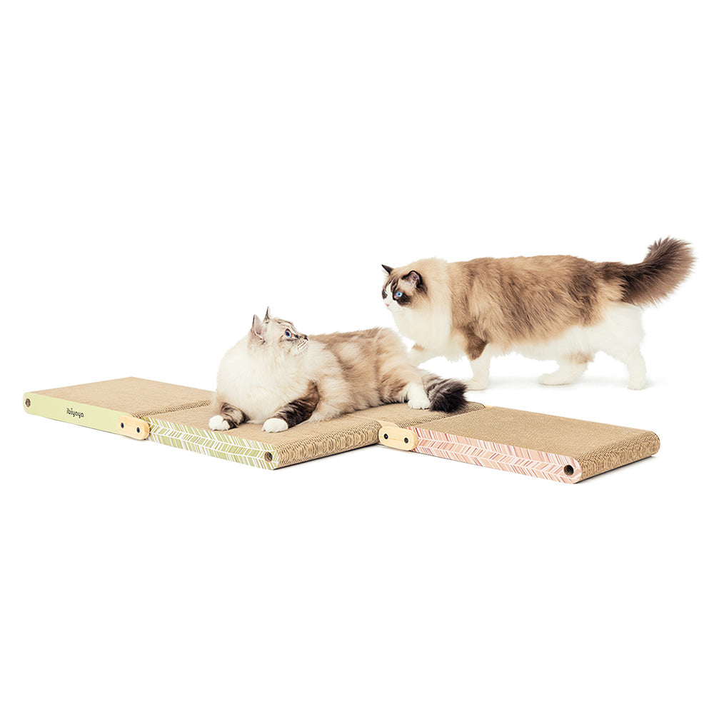 Ibiyaya Hideout Wooden Cat Scratching Post with Replaceable Cardboard Inserts