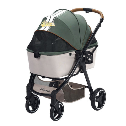 Ibiyaya Retro Luxe Folding Pet Stroller for Pets up to 30kg - Soft Sage Stroller Ibiyaya