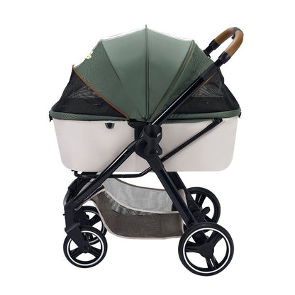 Ibiyaya Retro Luxe Folding Pet Stroller for Pets up to 30kg - Soft Sage Stroller Ibiyaya