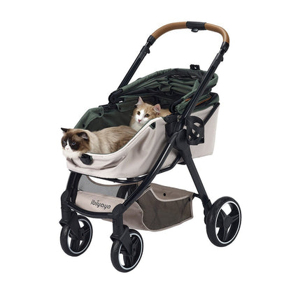 Ibiyaya Retro Luxe Folding Pet Stroller for Pets up to 30kg - Soft Sage Stroller Ibiyaya