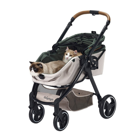 Ibiyaya Retro Luxe Folding Pet Stroller for Pets up to 30kg - Soft Sage Stroller Ibiyaya