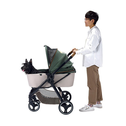 Ibiyaya Retro Luxe Folding Pet Stroller for Pets up to 30kg - Soft Sage Stroller Ibiyaya