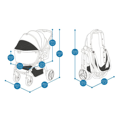 Ibiyaya Retro Luxe Folding Pet Stroller for Pets up to 30kg - Soft Sage Stroller Ibiyaya