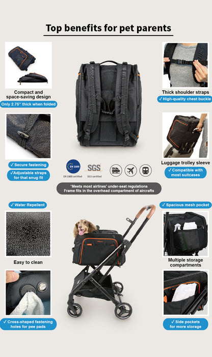 Ibiyaya JetPaw 3-in-1 Pet Stroller with Removable Carrier Stroller & Carrier Ibiyaya