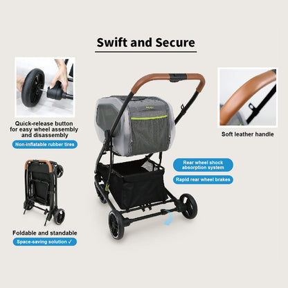 Ibiyaya NeoRider Multi-purpose Detachable Pet Stroller - Silver Mist pet stroller Ibiyaya