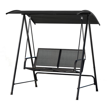 Gardeon Outdoor Swing Chair Garden Bench Furniture Canopy 2 Seater Black Furniture > Outdoor > Outdoor Chairs Woofy and Whiskers