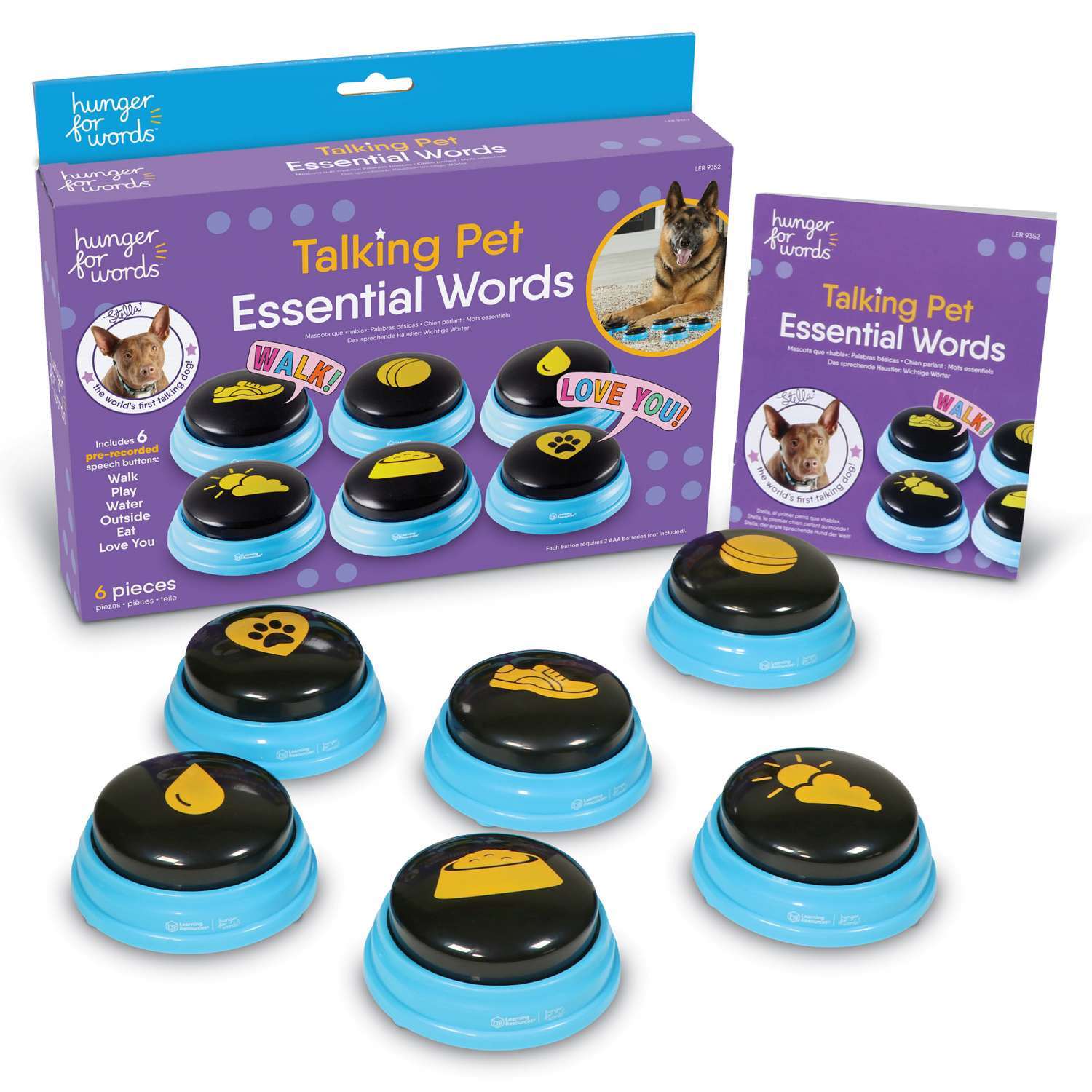 Hunger For Words Talking Pet Essential Words Set interactive dog tog training buttons Hunger for words