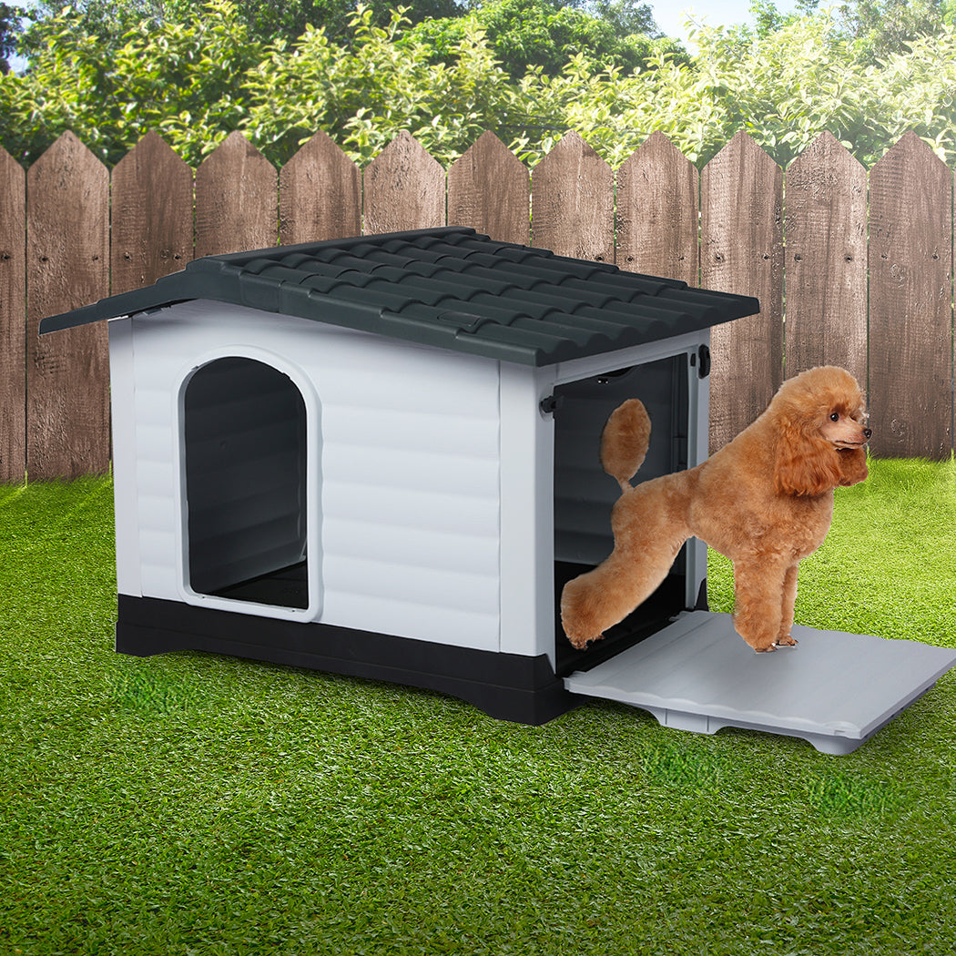 PaWz Dog Kennel Outdoor Indoor Plastic L Grey Pet Care > Dog Supplies > Dog Kennels PaWz