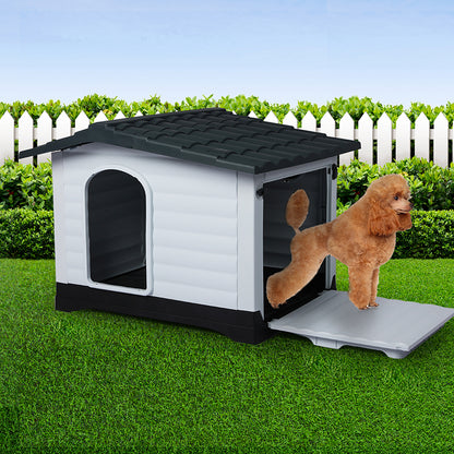 PaWz Dog Kennel Outdoor Indoor Plastic L Grey Pet Care > Dog Supplies > Dog Kennels PaWz