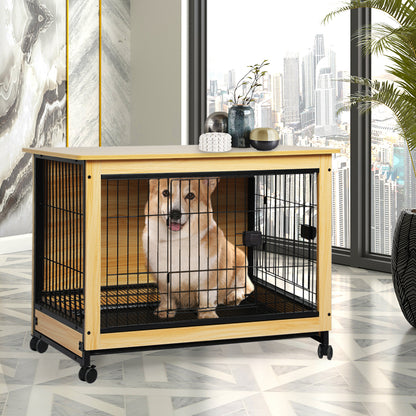 PaWz Wooden Wire Dog Kennel Side End L Large Pet Crate PaWz