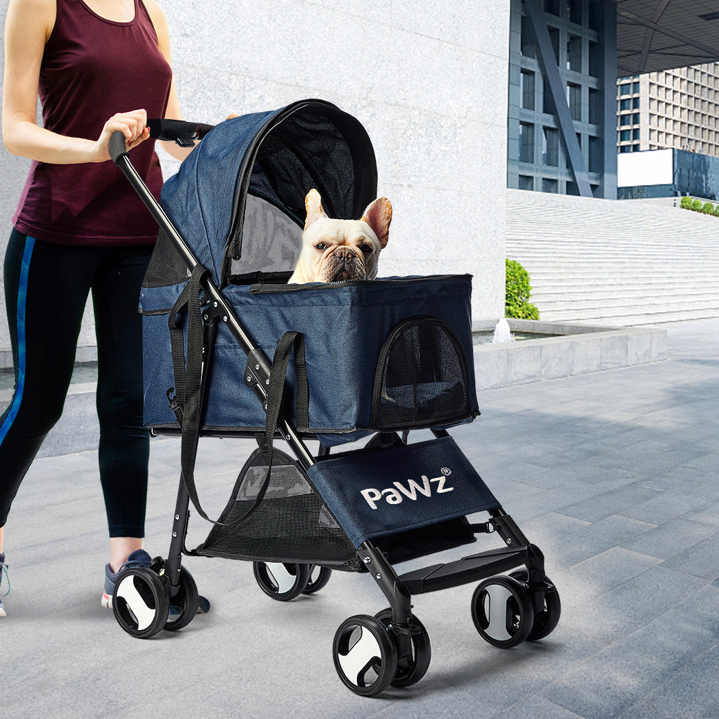 PaWz Large Pet Stroller Dog Cat Carrier Blue