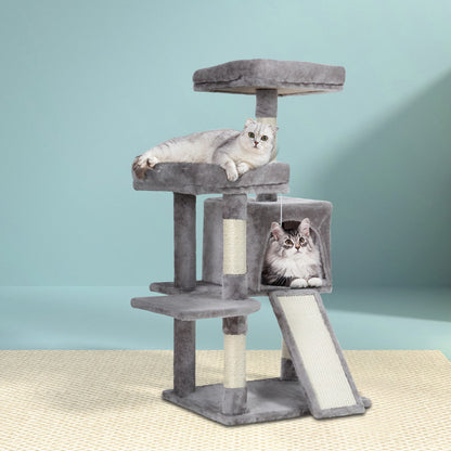 i.Pet Cat Tree 103cm Tower Scratching Post Scratcher Wood Condo House Trees Grey Pet Care > Cat Supplies > Cat Scratching Posts Ipet