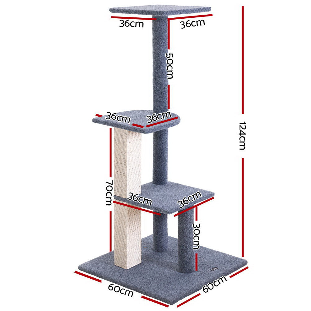 i.Pet Cat Tree 124cm Scratching Post Tower Scratcher Trees Wood Condo Board Pet Care > Cat Supplies > Cat Scratching Posts Ipet