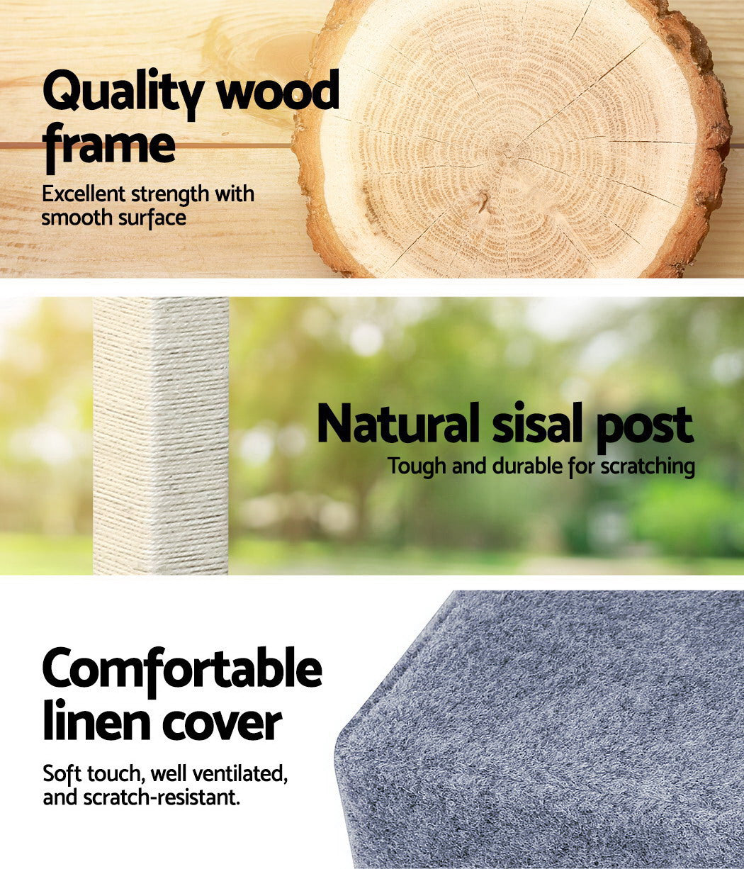 i.Pet Cat Tree 124cm Scratching Post Tower Scratcher Trees Wood Condo Board Pet Care > Cat Supplies > Cat Scratching Posts Ipet