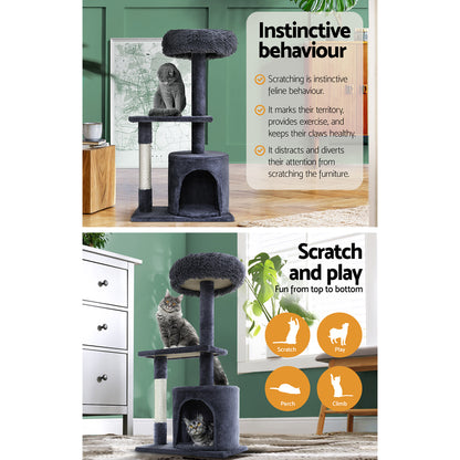 i.Pet Cat Tree 94cm Scratching Post Tower Scratcher Condo House Wood Trees Grey Pet Care > Cat Supplies > Cat Scratching Posts ipet