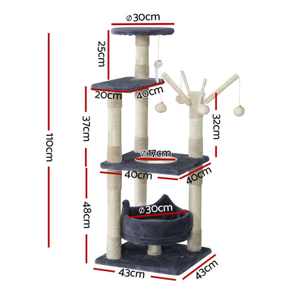 i.Pet Cat Tree 110cm Tower Scratching Post Scratcher Wood Condo House Bed Toys Pet Care > Cat Supplies > Cat Scratching Posts Ipet