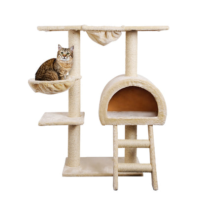 i.Pet Cat Tree 100cm Tower Scratching Post Scratcher Condo House Trees Bed Beige Pet Care > Cat Supplies > Cat Scratching Posts Ipet