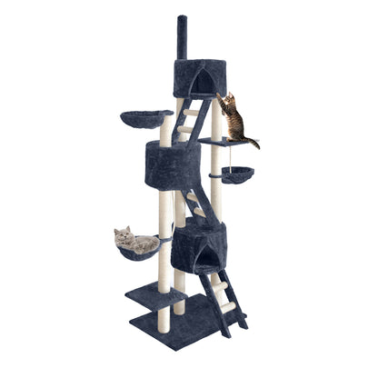 i.Pet Cat Tree 244cm Tower Scratching Post Scratcher Trees Condo House Grey Pet Care > Cat Supplies > Cat Scratching Posts Ipet