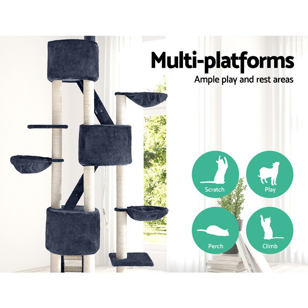 i.Pet Cat Tree 244cm Tower Scratching Post Scratcher Trees Condo House Grey Pet Care > Cat Supplies > Cat Scratching Posts Ipet