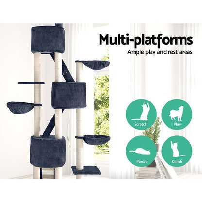 i.Pet Cat Tree 244cm Tower Scratching Post Scratcher Trees Condo House Grey Pet Care > Cat Supplies > Cat Scratching Posts Ipet