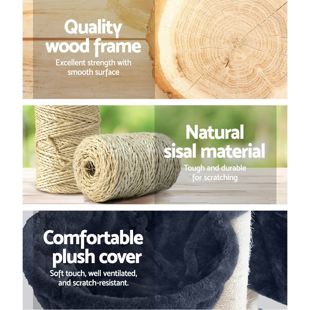 i.Pet Cat Tree 244cm Tower Scratching Post Scratcher Trees Condo House Grey Pet Care > Cat Supplies > Cat Scratching Posts Ipet