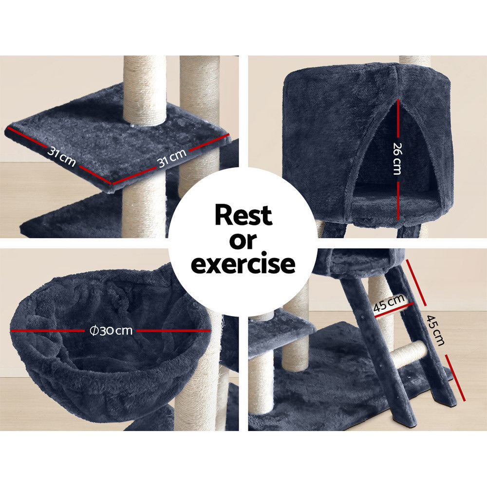 i.Pet Cat Tree 244cm Tower Scratching Post Scratcher Trees Condo House Grey Pet Care > Cat Supplies > Cat Scratching Posts Ipet