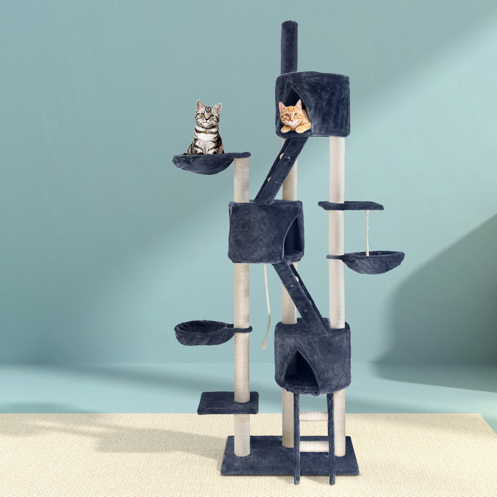 i.Pet Cat Tree 244cm Tower Scratching Post Scratcher Trees Condo House Grey Pet Care > Cat Supplies > Cat Scratching Posts Ipet