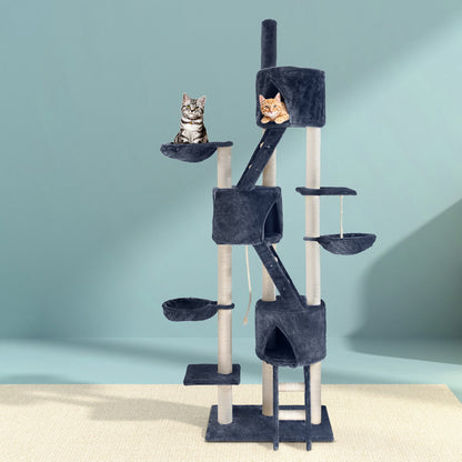 i.Pet Cat Tree 244cm Tower Scratching Post Scratcher Trees Condo House Grey Pet Care > Cat Supplies > Cat Scratching Posts Ipet