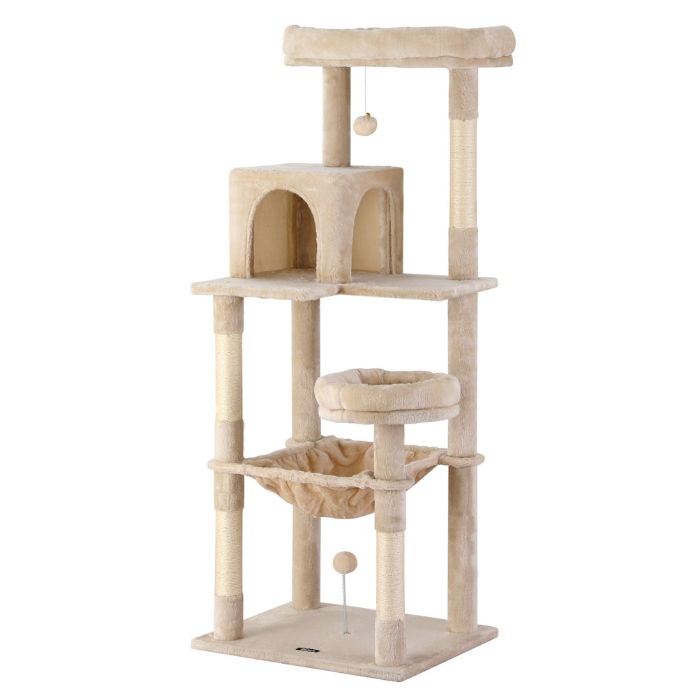 i.Pet Cat Tree 143cm Tower Scratching Post Trees Scratcher Condo House Beige Pet Care > Cat Supplies > Cat Scratchers ipet