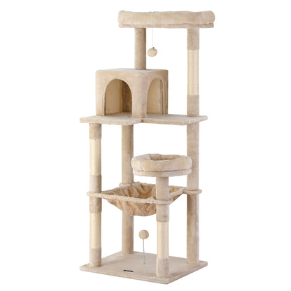 i.Pet Cat Tree 143cm Tower Scratching Post Trees Scratcher Condo House Beige Pet Care > Cat Supplies > Cat Scratchers ipet