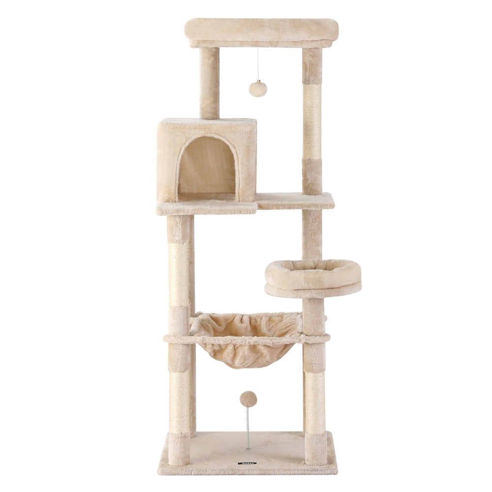 i.Pet Cat Tree 143cm Tower Scratching Post Trees Scratcher Condo House Beige Pet Care > Cat Supplies > Cat Scratchers ipet