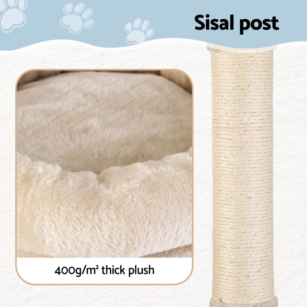 i.Pet Cat Tree 143cm Tower Scratching Post Trees Scratcher Condo House Beige Pet Care > Cat Supplies > Cat Scratchers ipet