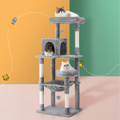 i.Pet Cat Tree Tower Scratching Post Scratcher 143cm Condo House Trees Grey Pet Care > Cat Supplies > Cat Scratching Posts ipet