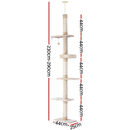 i.Pet Cat Tree 290cm Tower Scratching Cats Post Scratcher Floor to Ceiling Bed Pet Care > Cat Supplies > Cat Scratching Posts ipet
