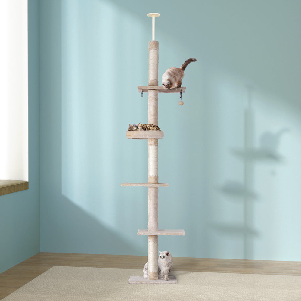 i.Pet Cat Tree 290cm Tower Scratching Cats Post Scratcher Floor to Ceiling Bed Pet Care > Cat Supplies > Cat Scratching Posts ipet