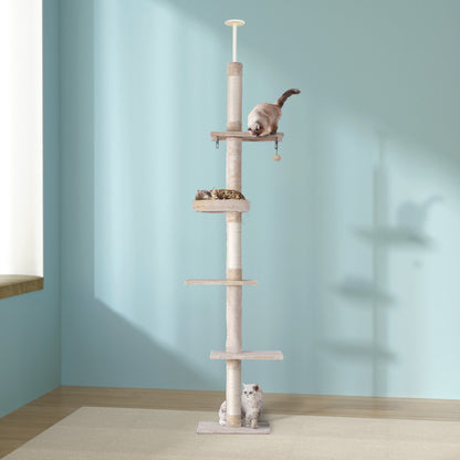 i.Pet Cat Tree 290cm Tower Scratching Cats Post Scratcher Floor to Ceiling Bed Pet Care > Cat Supplies > Cat Scratching Posts ipet