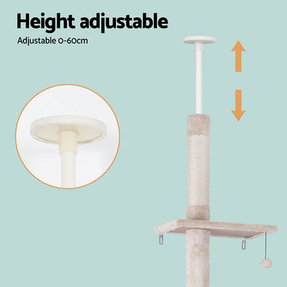 i.Pet Cat Tree 290cm Tower Scratching Cats Post Scratcher Floor to Ceiling Bed Pet Care > Cat Supplies > Cat Scratching Posts ipet