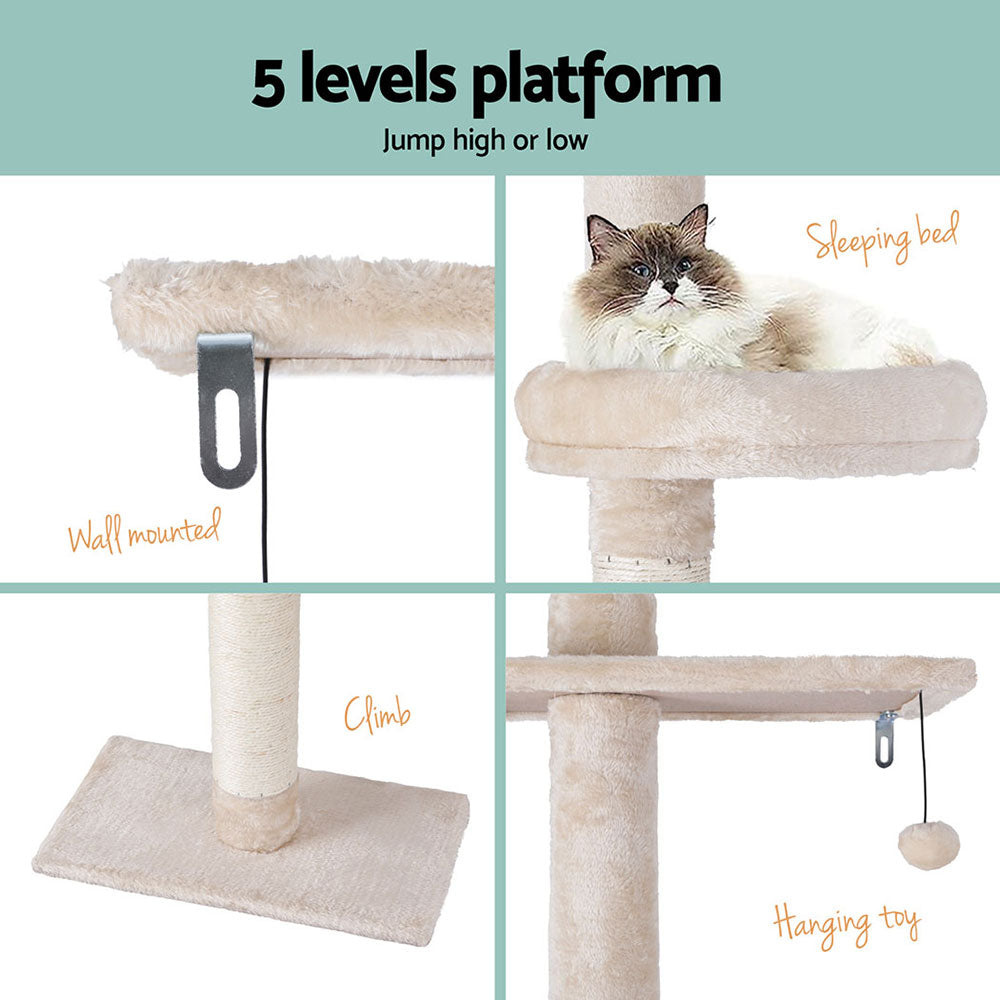 i.Pet Cat Tree 290cm Tower Scratching Cats Post Scratcher Floor to Ceiling Bed Pet Care > Cat Supplies > Cat Scratching Posts ipet