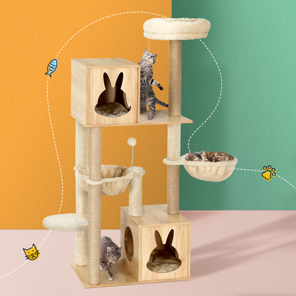 i.Pet Cat Tree 141cm Tower Scratching Post Scratcher Wood Bed Condo Toys House Ladder Pet Care > Cat Supplies > Cat Scratching Posts ipet