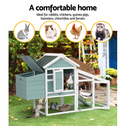 i.Pet Chicken Coop Rabbit Hutch 150cm x 60cm x 93cm Large House Run Cage Wooden Outdoor Bunny Pet Care > Coops & Hutches > Small Animal Habitats & Cages Woofy and Whiskers
