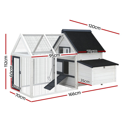 i.Pet Chicken Coop Rabbit Hutch 166cm x 120cm x 112cm Large House Run Cage XL Bunny Wooden Pet Care > Coops & Hutches > Small Animal Habitats & Cages Woofy and Whiskers