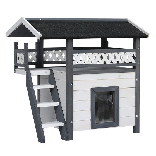 i.Pet Cat House Outdoor Shelter 77cm x 50cm x 73cm Rabbit Hutch Wooden Condo Small Dog Enclosure Pet Care > Coops & Hutches > Small Animal Habitats & Cages Woofy and Whiskers