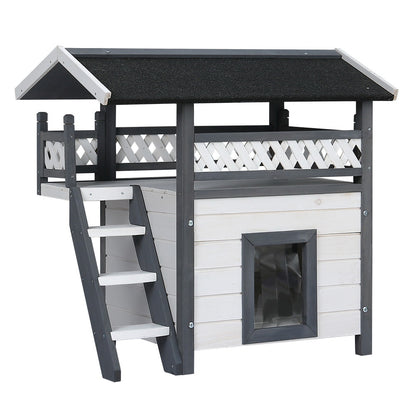 i.Pet Cat House Outdoor Shelter 77cm x 50cm x 73cm Rabbit Hutch Wooden Condo Small Dog Enclosure Pet Care > Coops & Hutches > Small Animal Habitats & Cages Woofy and Whiskers