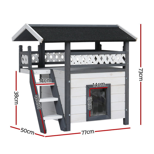 i.Pet Cat House Outdoor Shelter 77cm x 50cm x 73cm Rabbit Hutch Wooden Condo Small Dog Enclosure Pet Care > Coops & Hutches > Small Animal Habitats & Cages Woofy and Whiskers