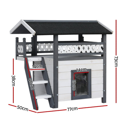 i.Pet Cat House Outdoor Shelter 77cm x 50cm x 73cm Rabbit Hutch Wooden Condo Small Dog Enclosure Pet Care > Coops & Hutches > Small Animal Habitats & Cages Woofy and Whiskers