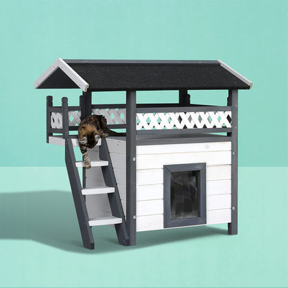 i.Pet Cat House Outdoor Shelter 77cm x 50cm x 73cm Rabbit Hutch Wooden Condo Small Dog Enclosure Pet Care > Coops & Hutches > Small Animal Habitats & Cages Woofy and Whiskers