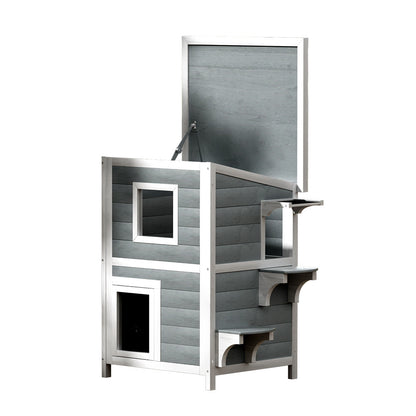 i.Pet Cat House Outdoor Shelter 56cm x 52cm x 82cm Rabbit Hutch Wooden Condo Small Dog Pet Enclosure Pet Care > Coops & Hutches > Small Animal Habitats & Cages Woofy and Whiskers