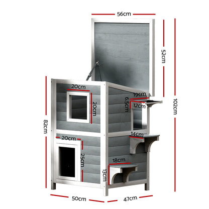 i.Pet Cat House Outdoor Shelter 56cm x 52cm x 82cm Rabbit Hutch Wooden Condo Small Dog Pet Enclosure Pet Care > Coops & Hutches > Small Animal Habitats & Cages Woofy and Whiskers